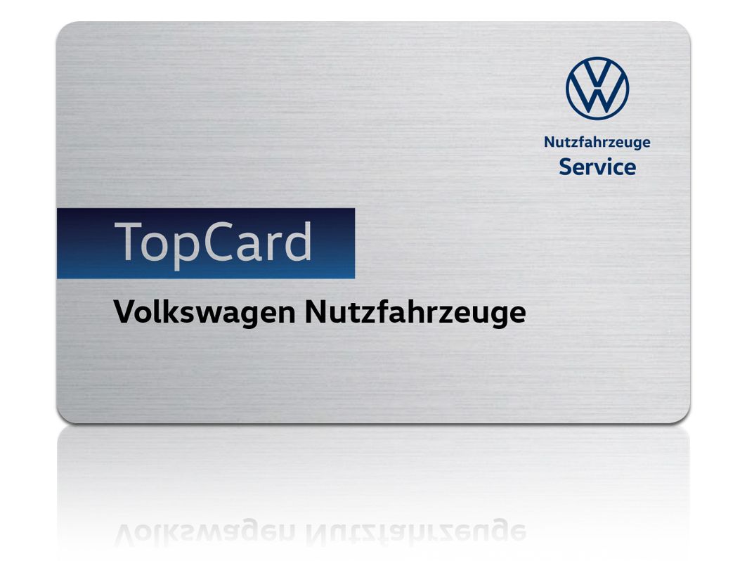 VW Nutzfahrzeuge TopCard vor weißem Hintergrund 