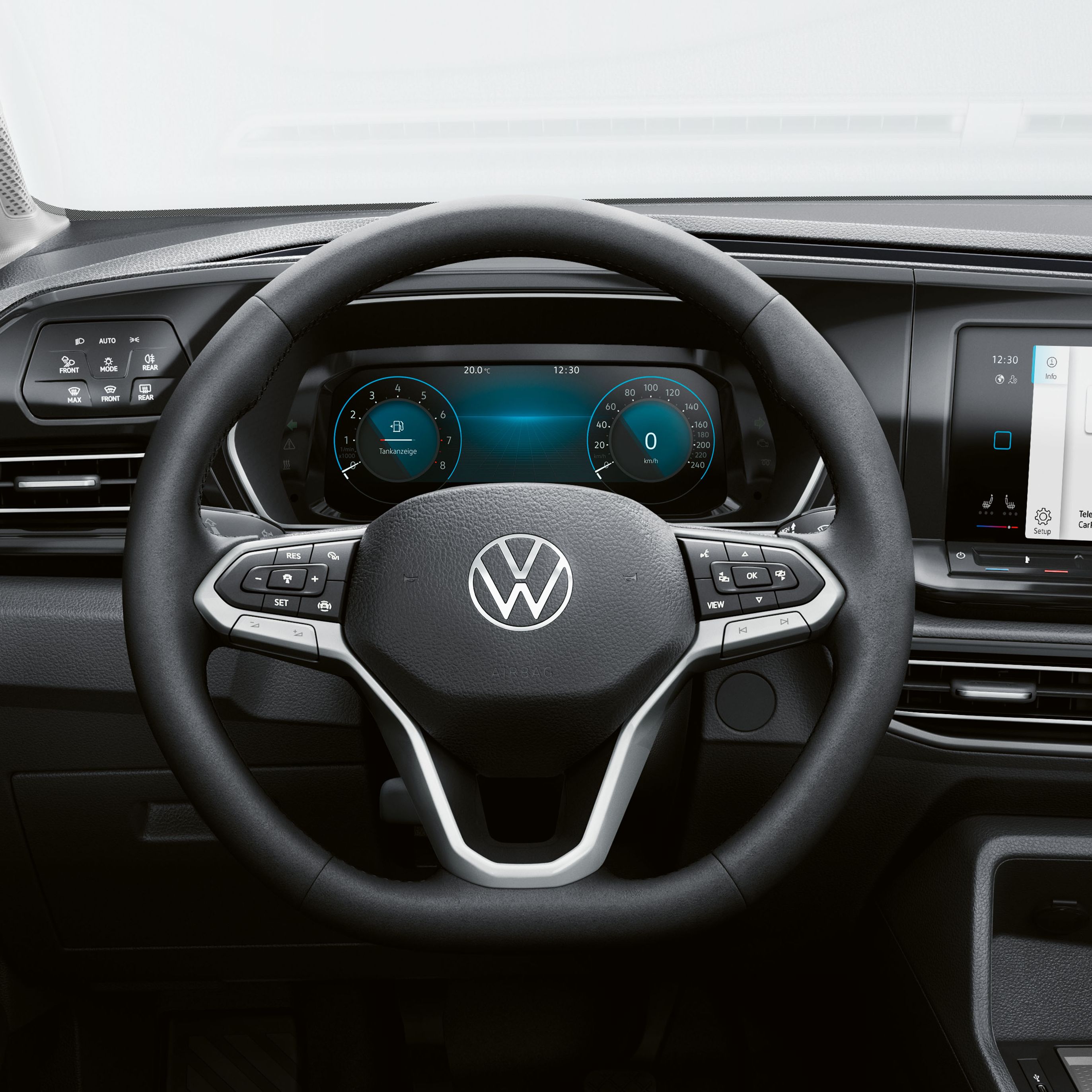 Das Multifunktionslenkrad im VW Caddy.