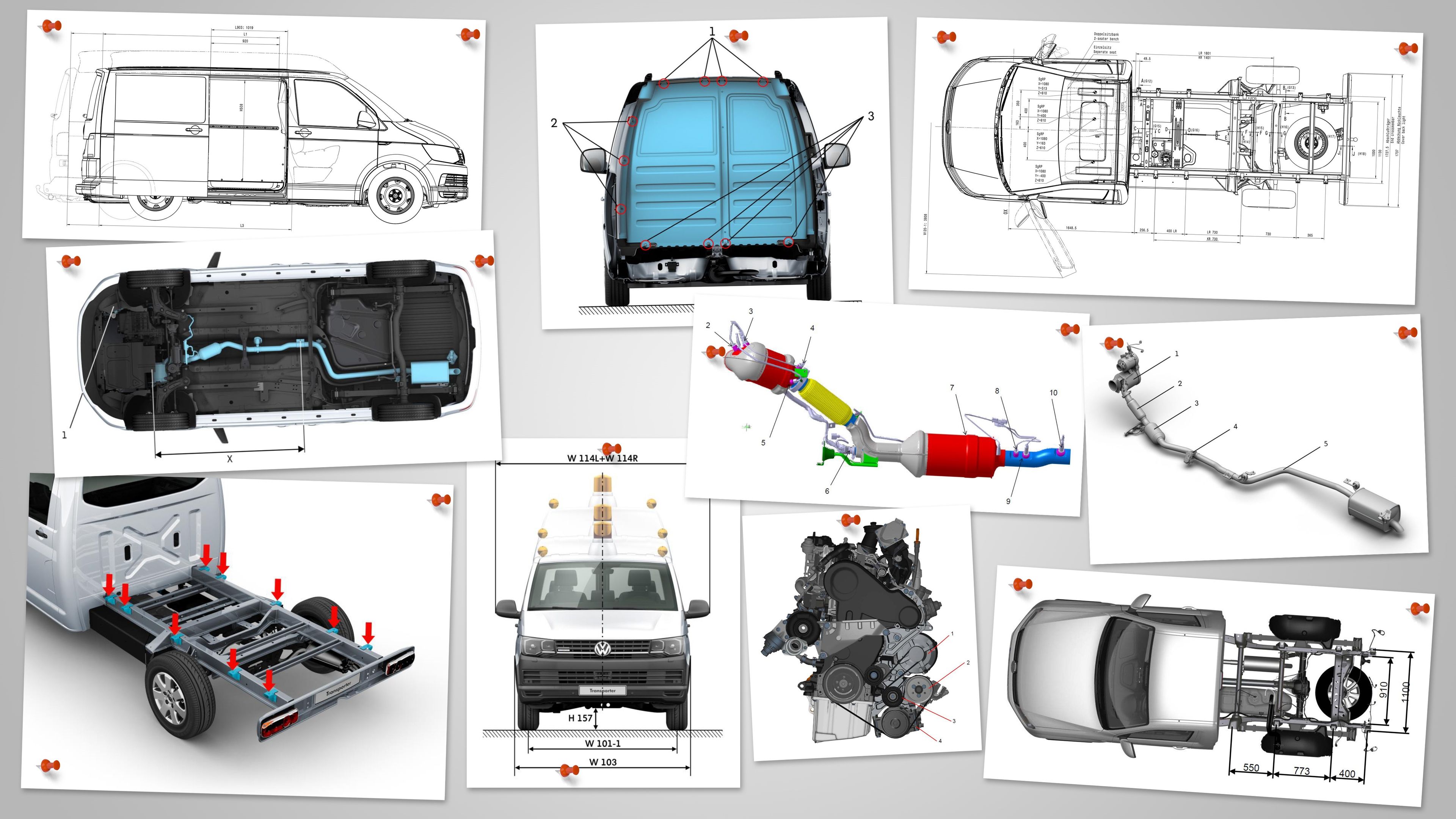 VW Crafter Fahrgestell Skizzen und Illustrationen