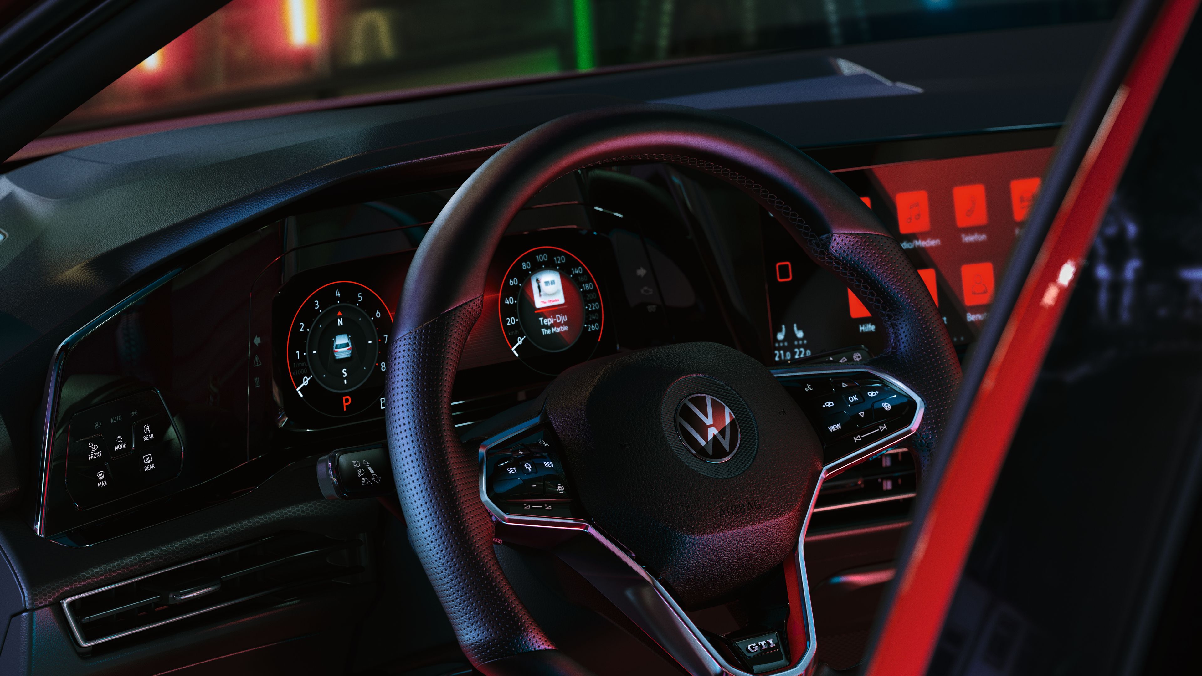 Ansicht des Multifunktionslenkrad vom VW Golf GTI 