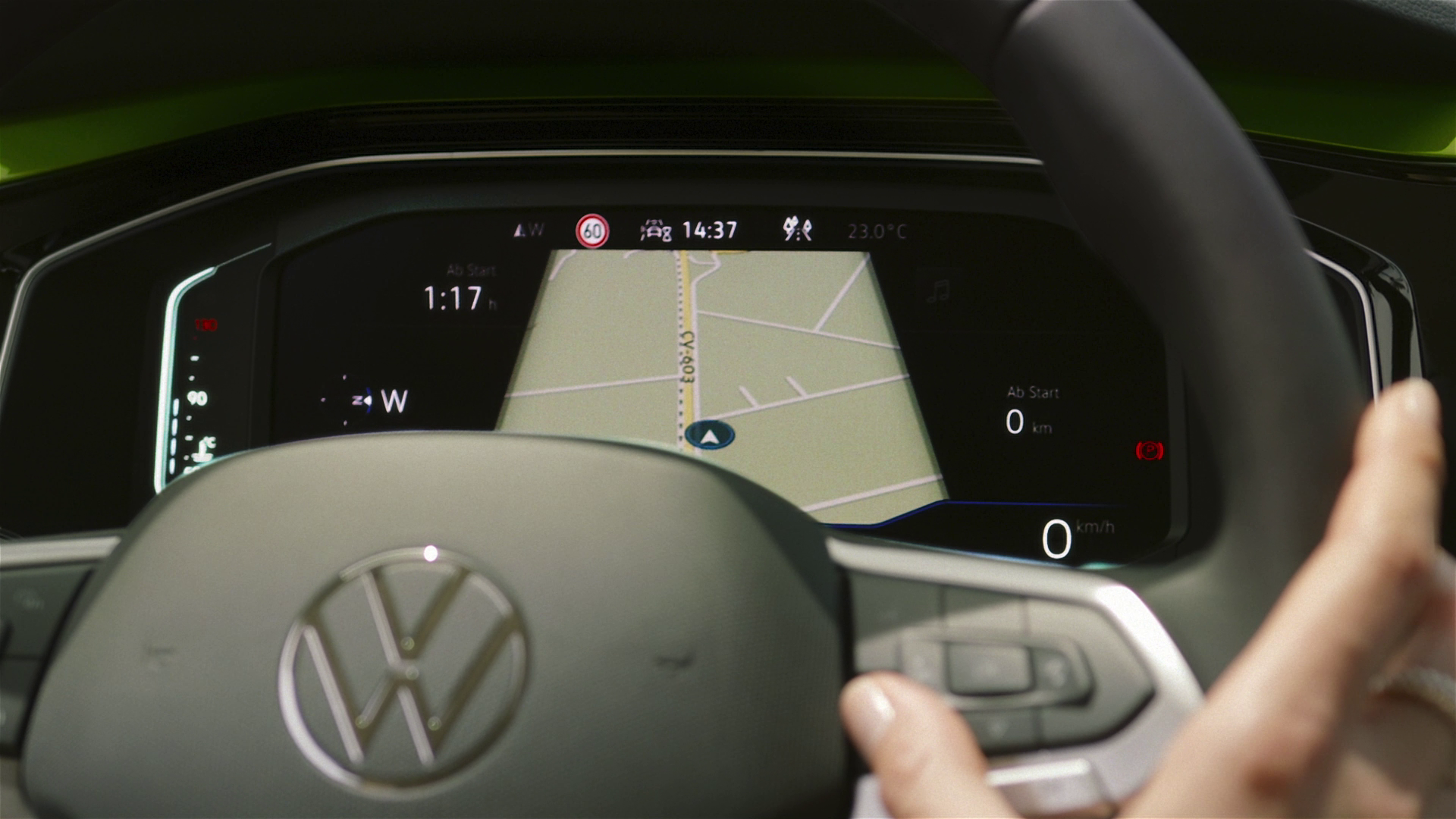 Detailansicht der Navigation im Digital Cockpit des VW Taigo