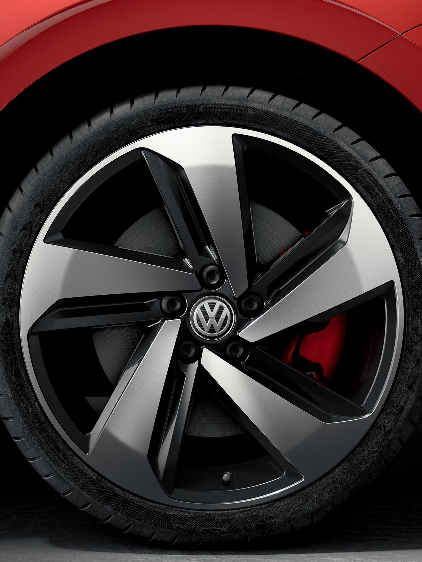 VW Volkswagen Polo GTI Vorgängermodell rot Exterieur Detail Felge