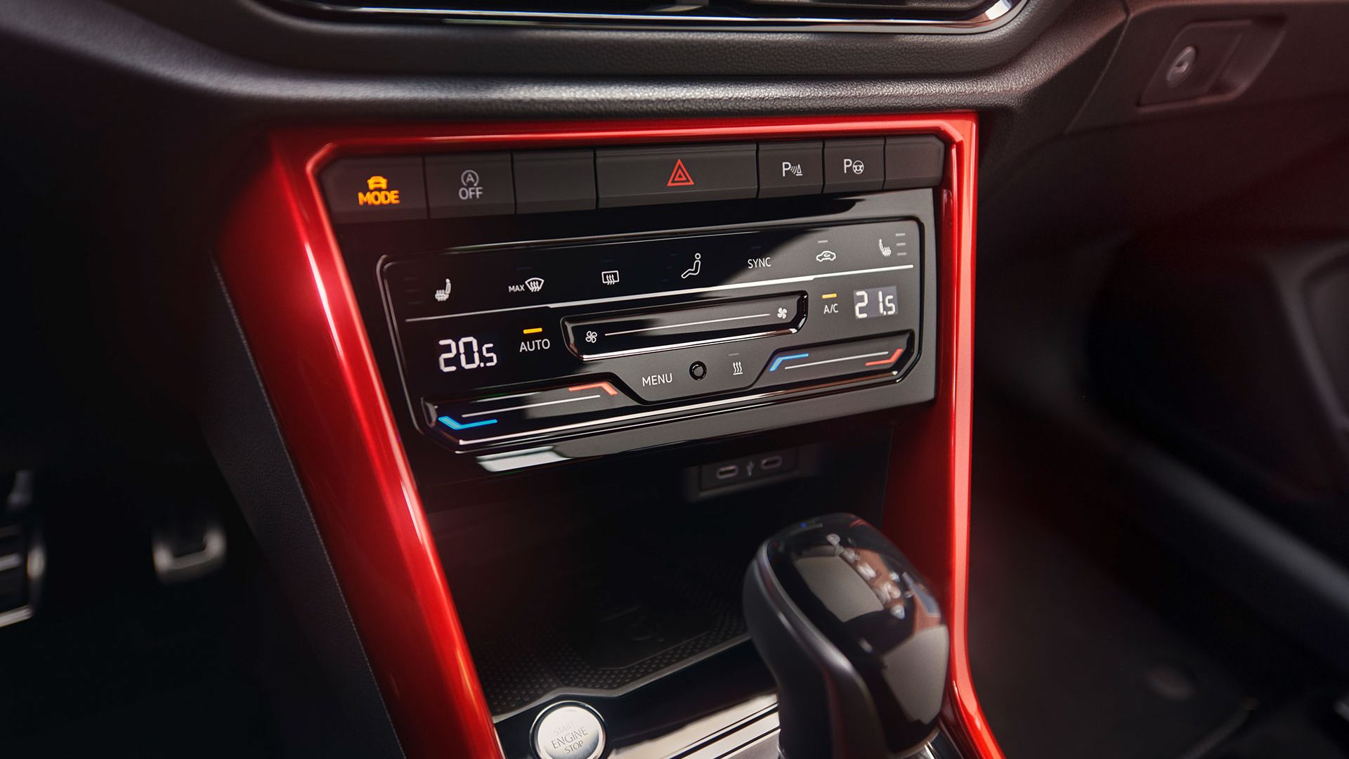Detailansicht der Klimaanlage im VW T-Roc Cabriolet.