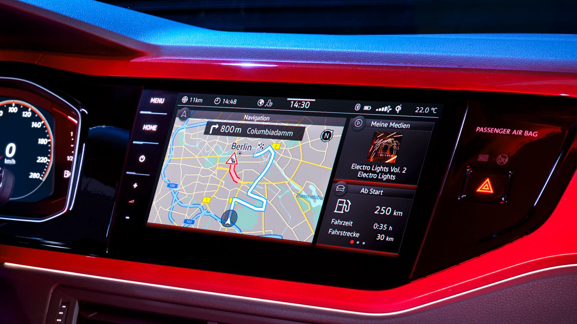 Detailansicht des Navigationssystems im VW Polo GTI