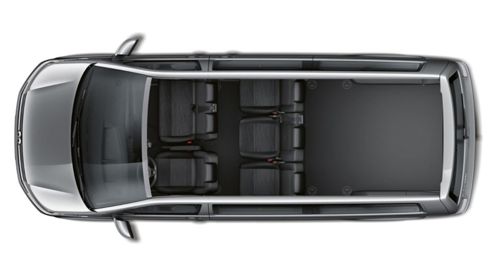 Ansicht eines VW Caravelle mit 6 Sitzen von oben