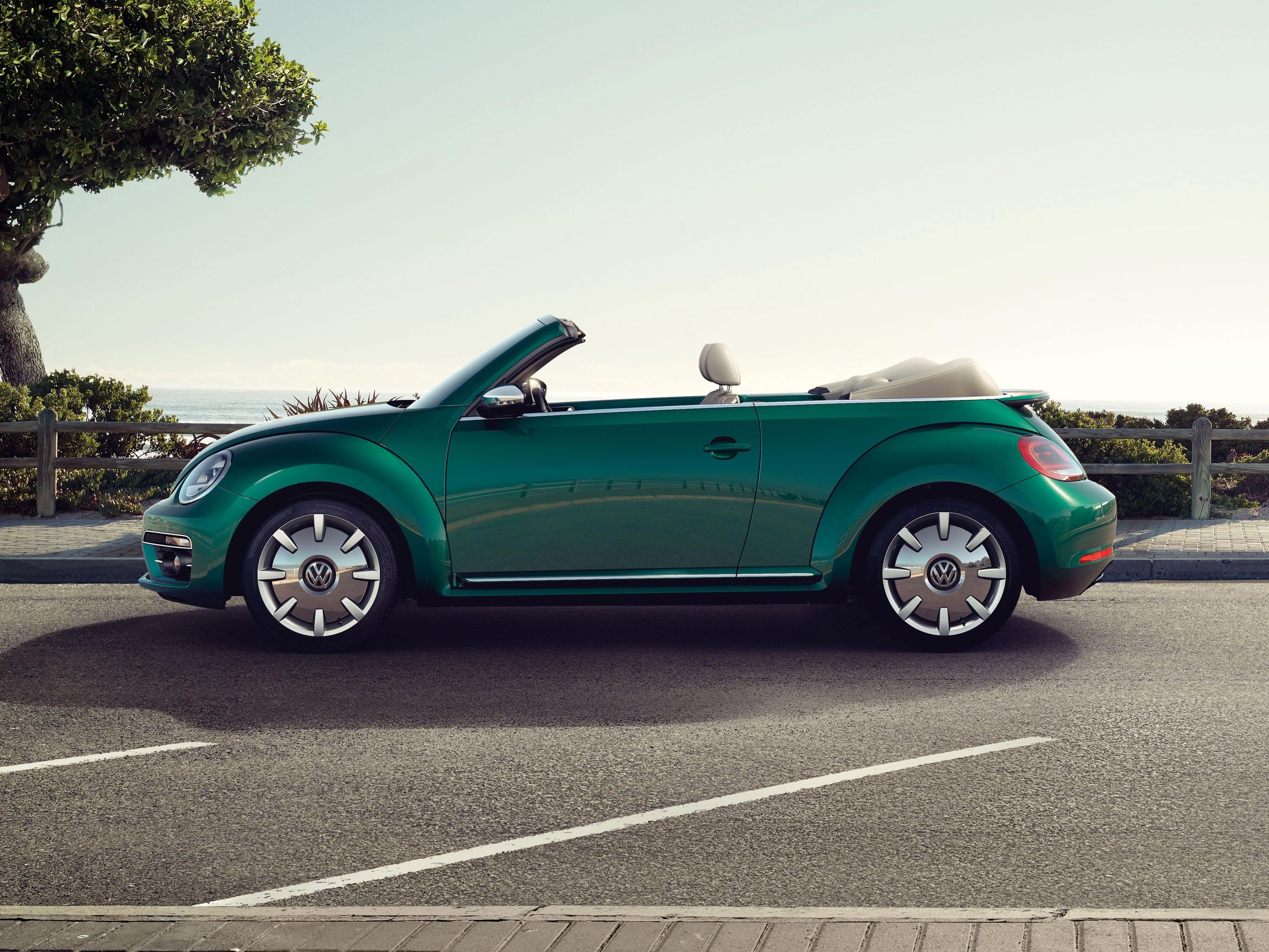 VW Beetle Cabrio grün Exterieur Seitenansicht