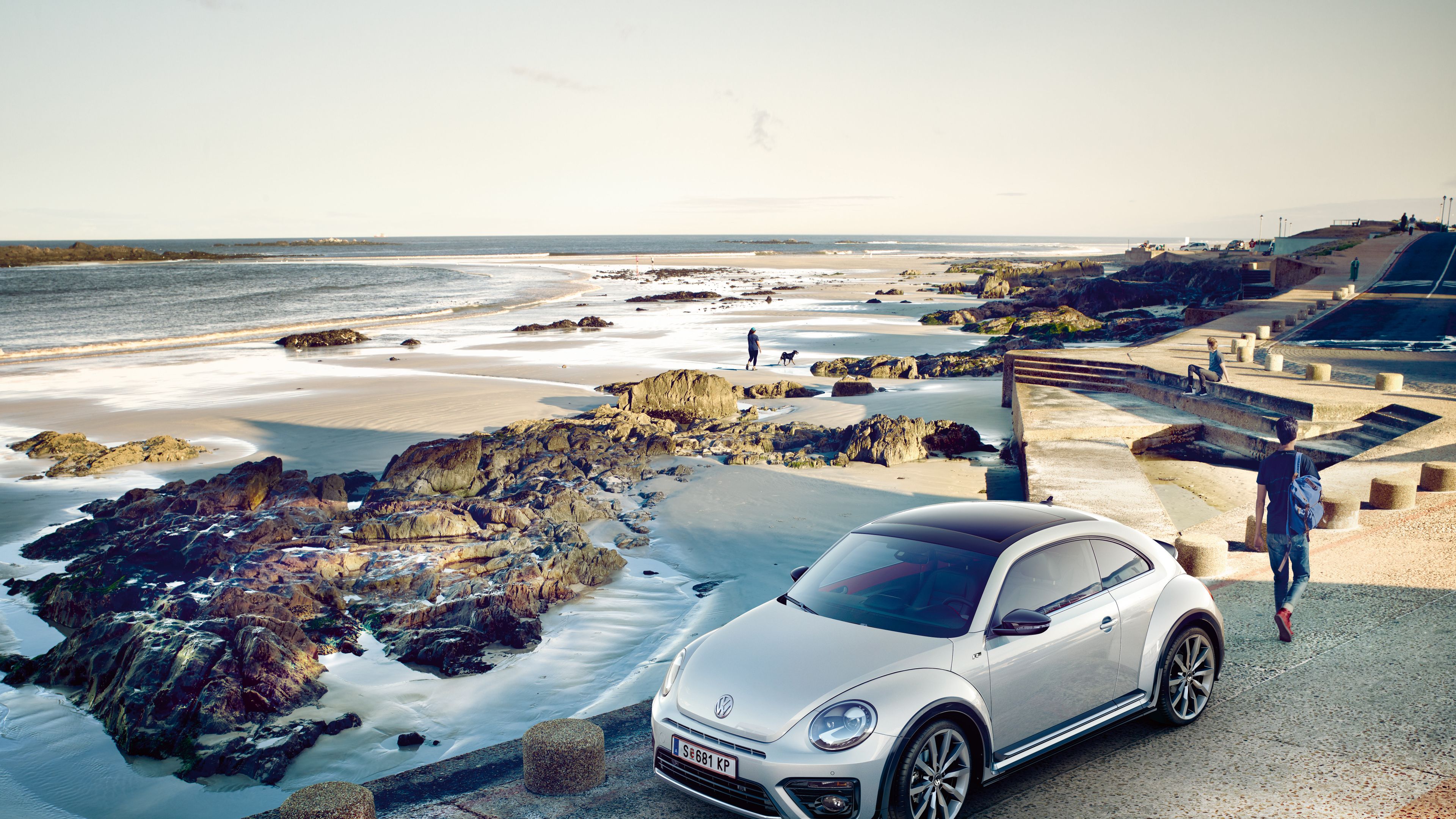VW Beetle weiß Exterieur Fronansicht Küste
