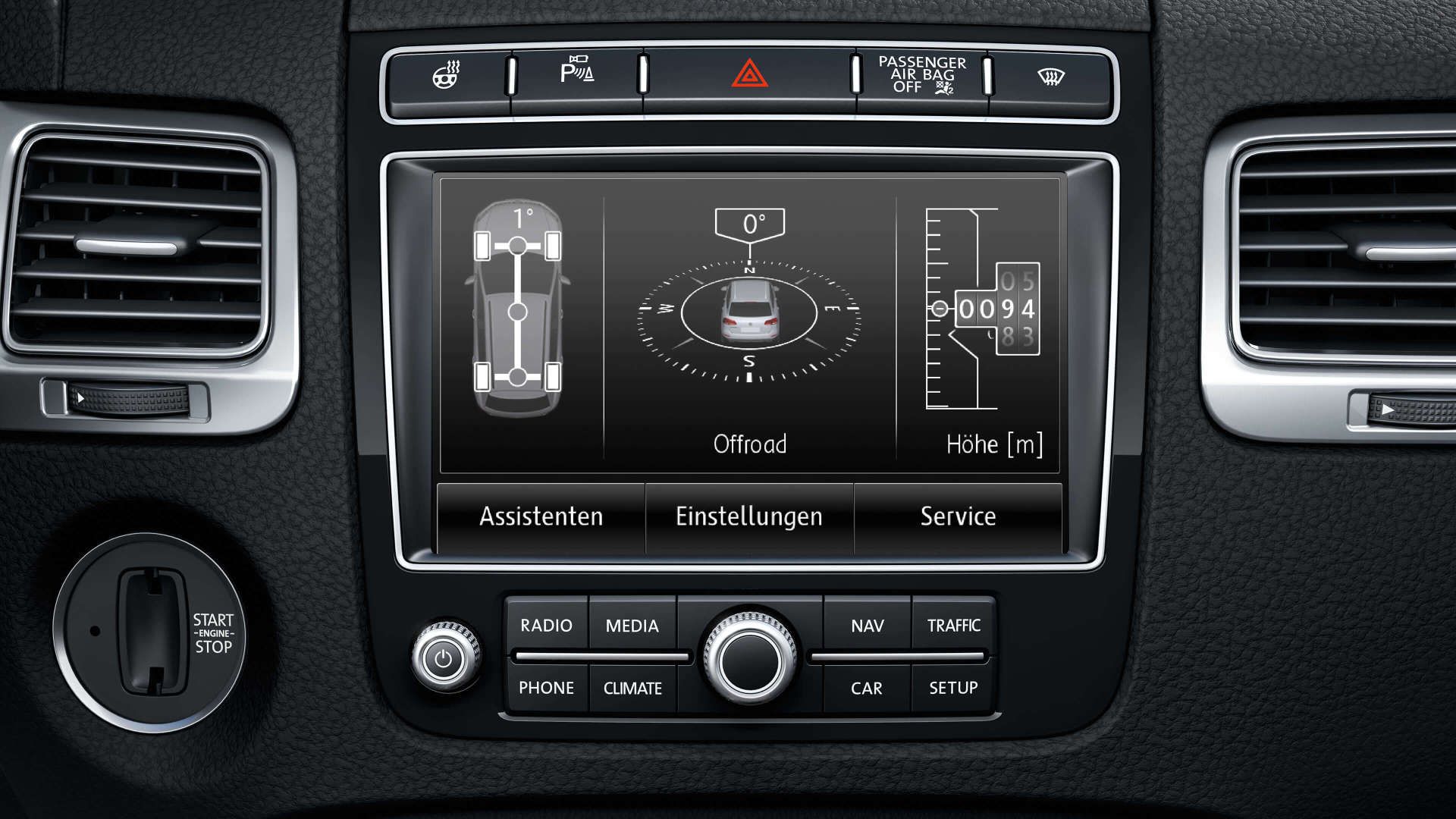 VW Touareg Vorgängermodell mit Offroad Anzeige inklusive Kompassanzeige