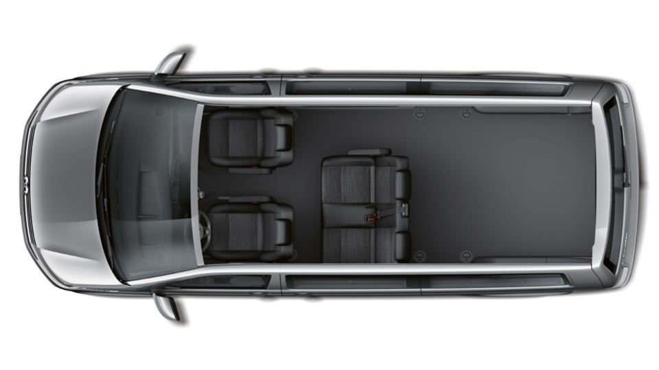 Ansicht eines VW Caravelle mit 4 Sitzen von oben