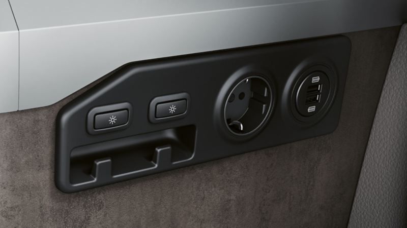 Steckdosen des VW California 6.1 in der Detailansicht