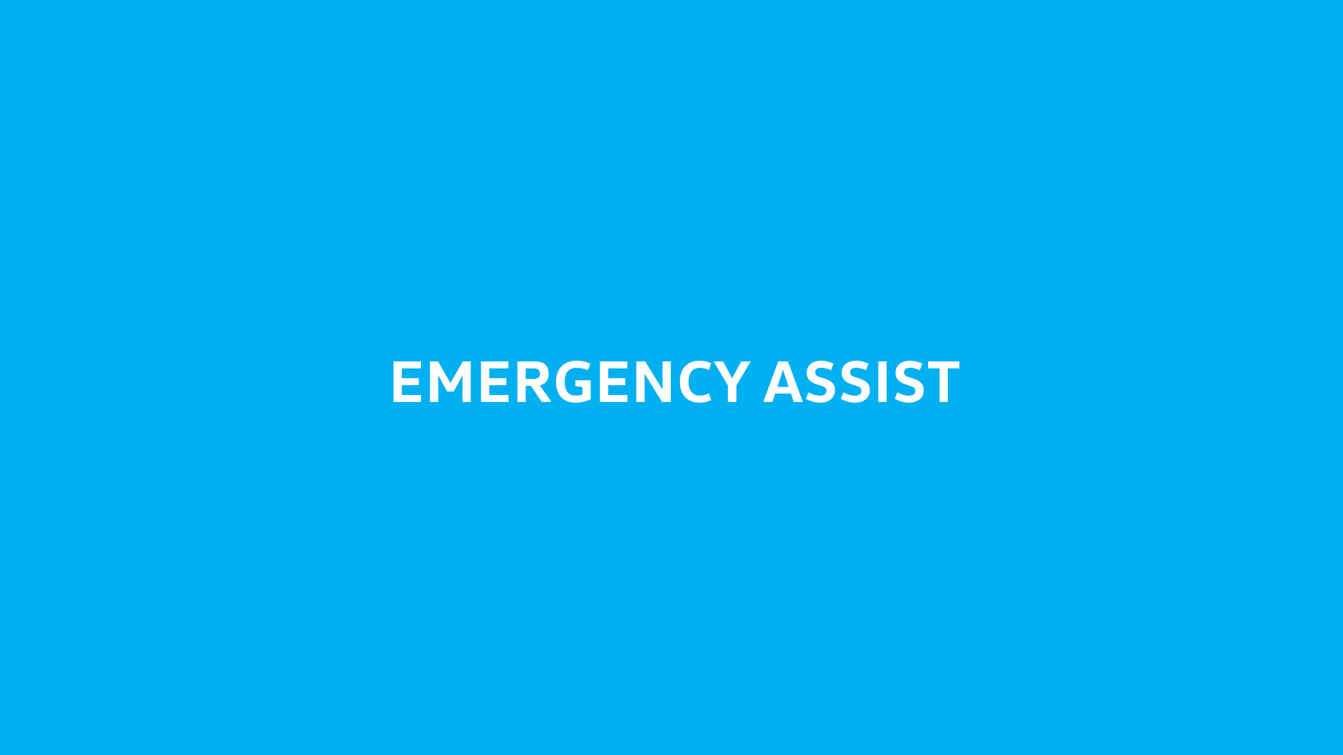 Vorschaubild Emergency Assist weiße Schrift mit blauem Hintergrund für Video