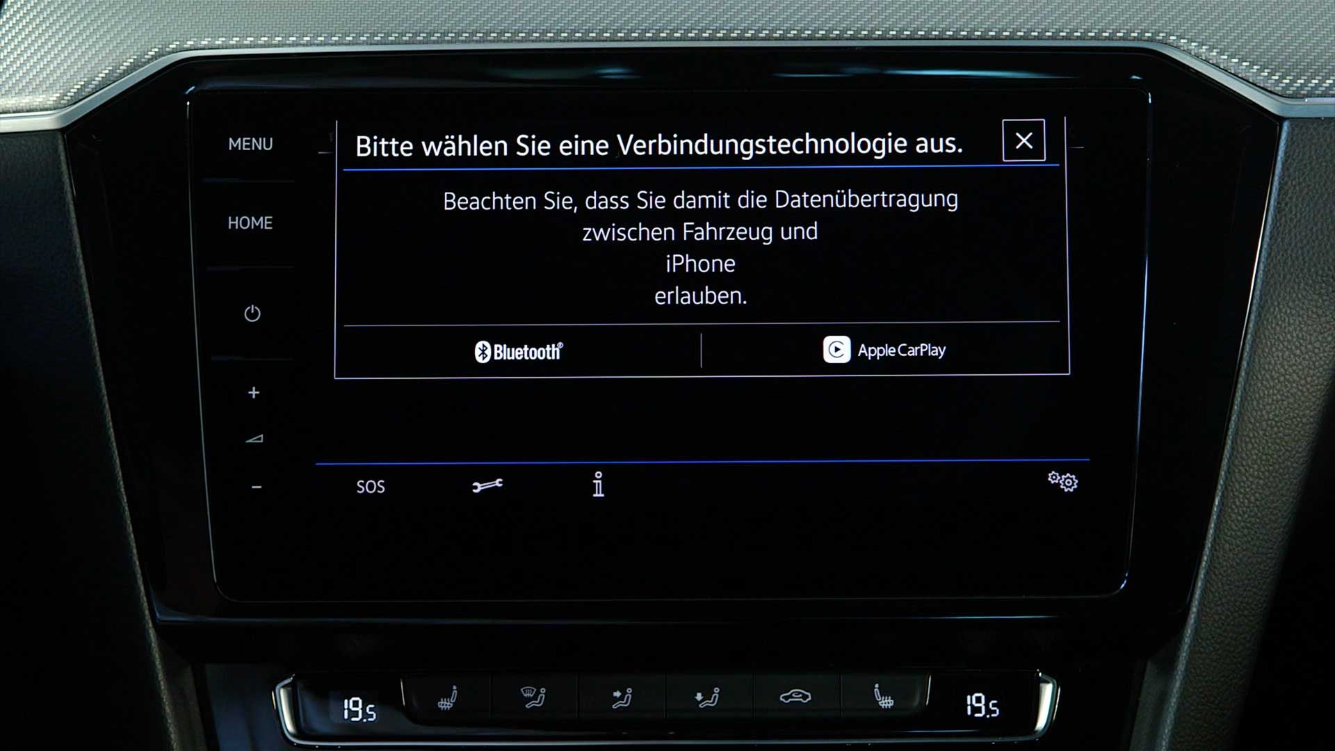 Bildschirm im Volkswagen mit Ansicht von App Connect