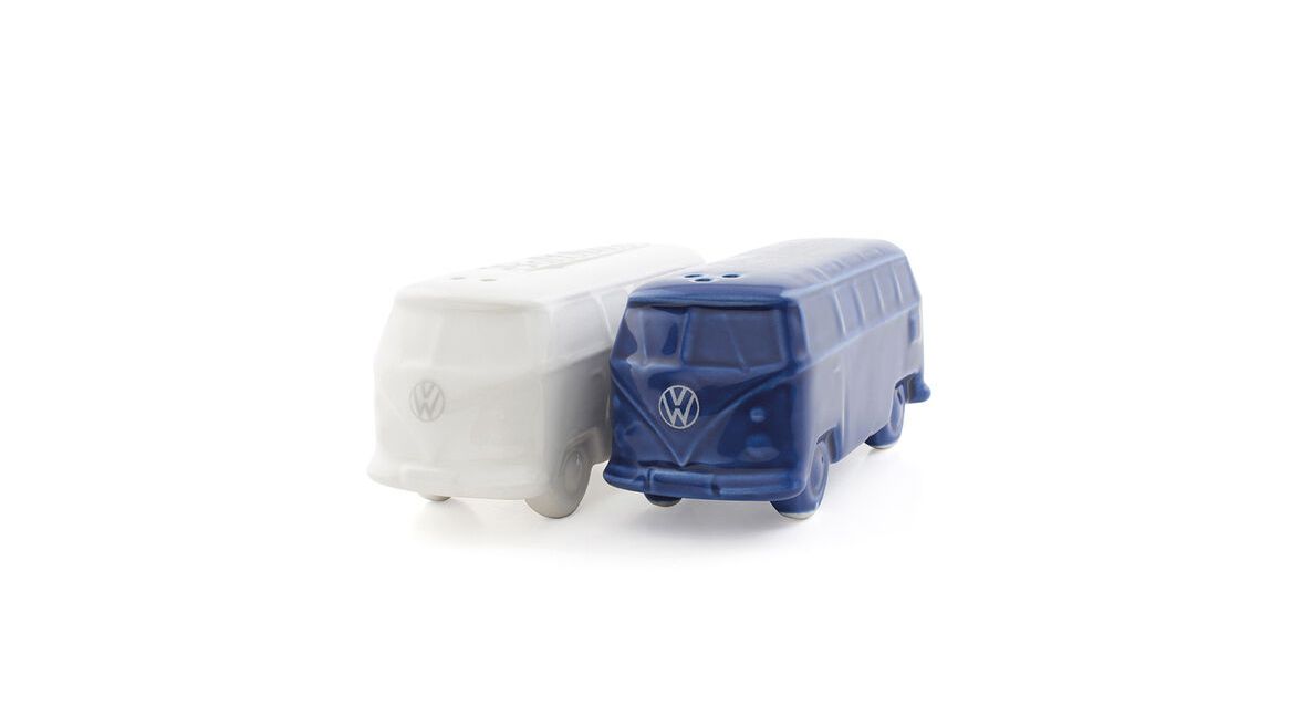 Volkswagen Bulli Salz und Pfefferstreuer in Blau und Weiß