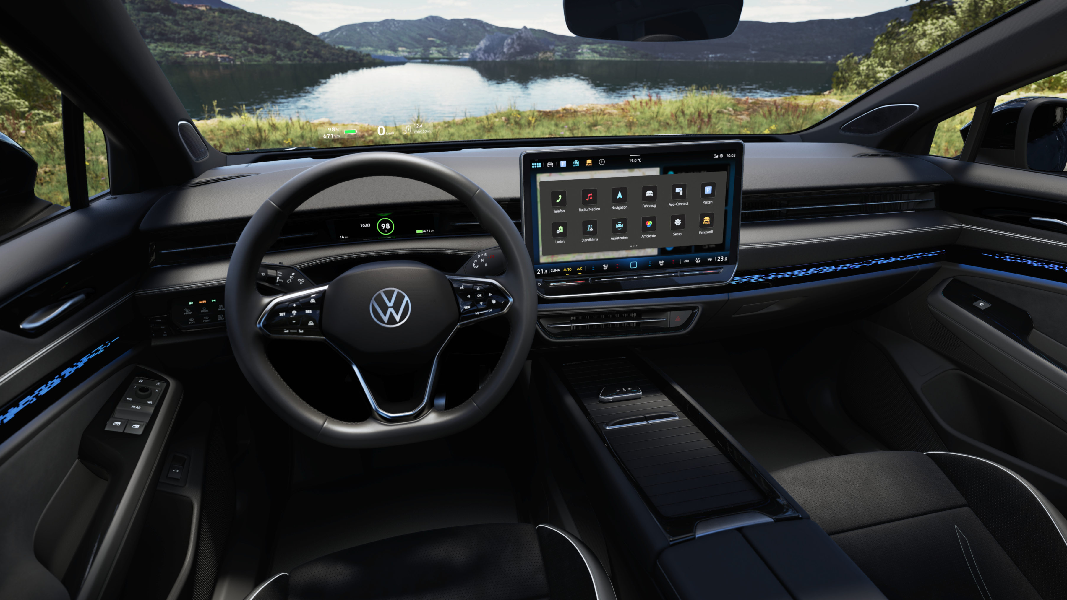 Blick in das Cockpit eines Volkswagen