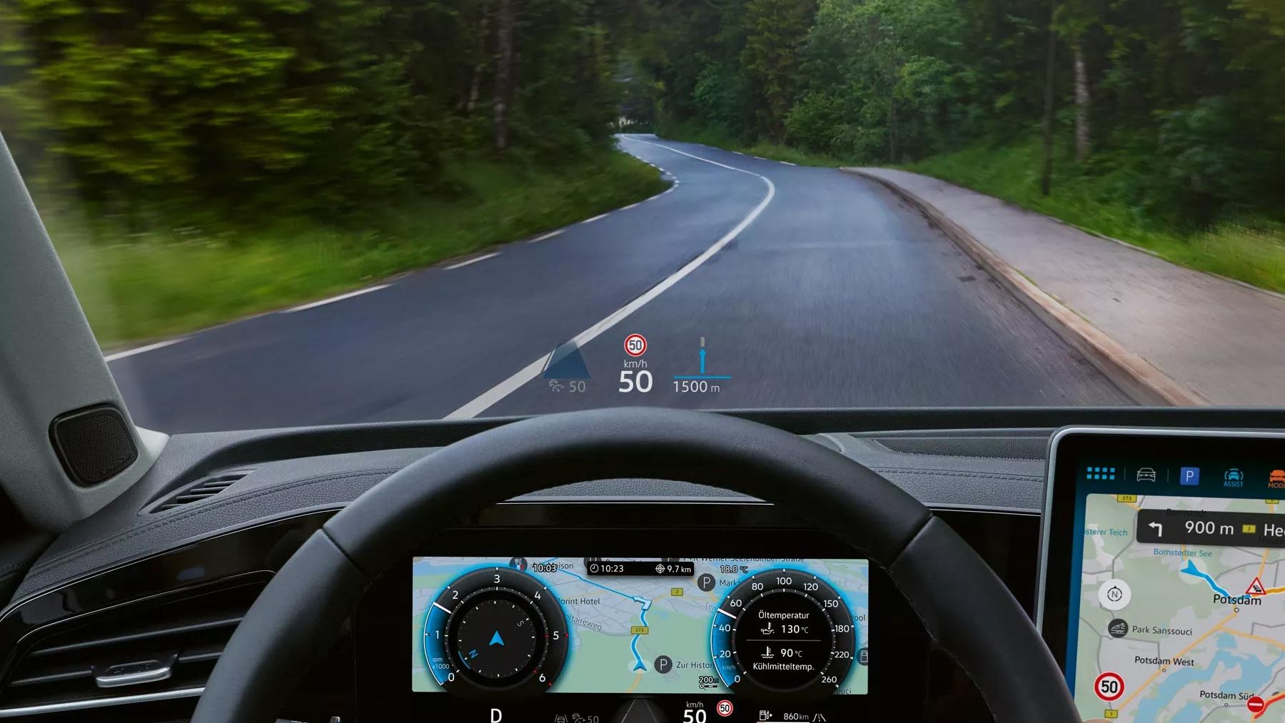 Das Head-Up-Display und Digital Cockpit im VW Passat