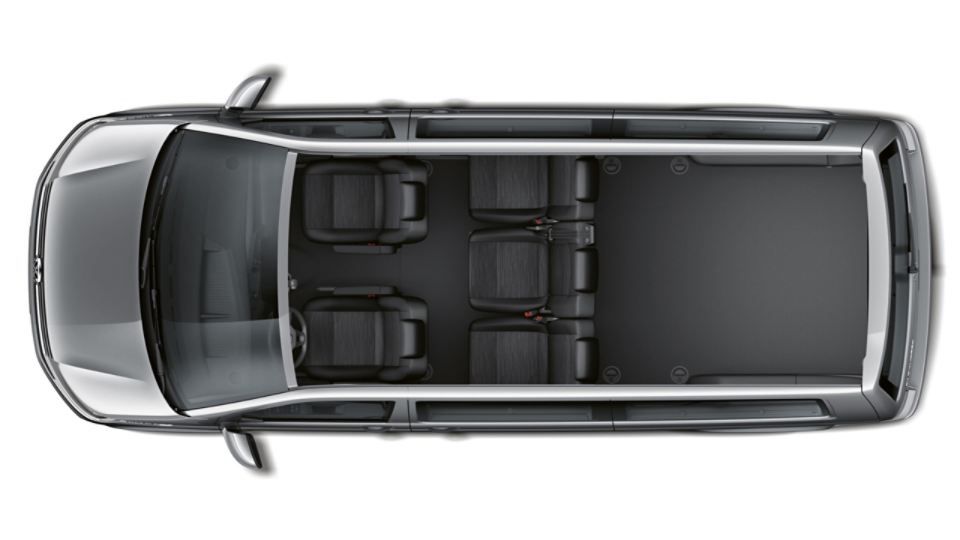 Ansicht eines VW Caravelle mit 5 Sitzen von oben