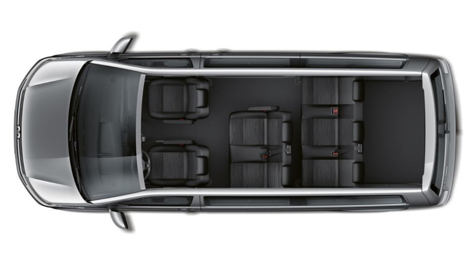 Ansicht eines VW Caravelle mit 7 Sitzen von oben