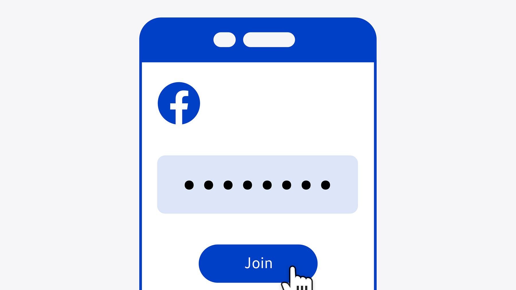 Illustration der Facebook App, wie man einer Gruppe beitreten kann