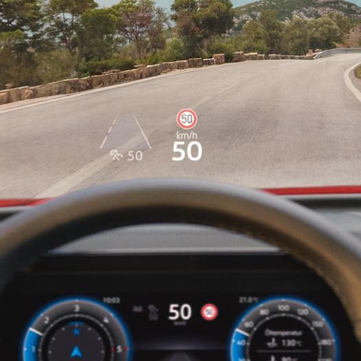 Perspektive des Fahrers, Head-up-Display im VW Tiguan